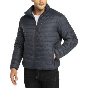 Men's Cool Grey Polyester Breatheable Comfortable Lightweight Puffer Jacket